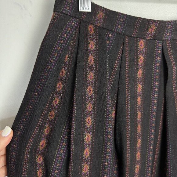 Vintage Sanyo Size 6 Black Wool Paisley Maxi Skirt Lined Academia Witchy Luxury - Picture 5 of 13